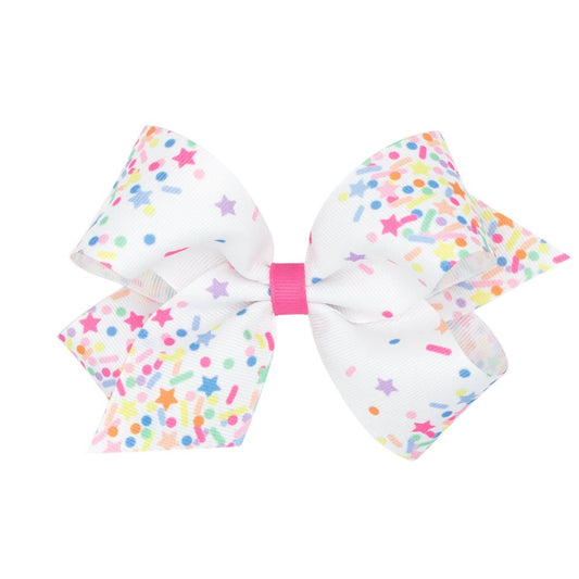 Wee Ones Girls Hair Bow on Clip - Birthday Confetti Dots & Stars
