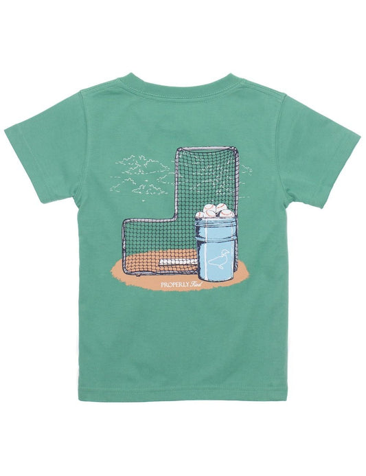 Properly Tied T-Shirt - Logo Pocket on Front - Graphic on Back - Baseball Bucket on Ivy Green by Properly Tied