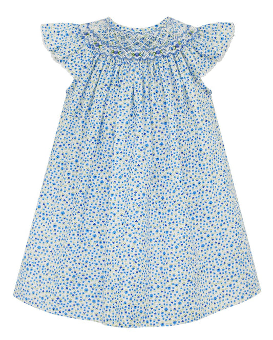 Petit Bebe Baby / Toddler Girls Blue Belle Floral Print Smocked Dress - Bishop by Petit Bebe
