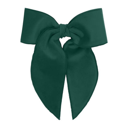 Wee Ones Girls Velvet Bow with Whimsy Streamers - Forest Green
