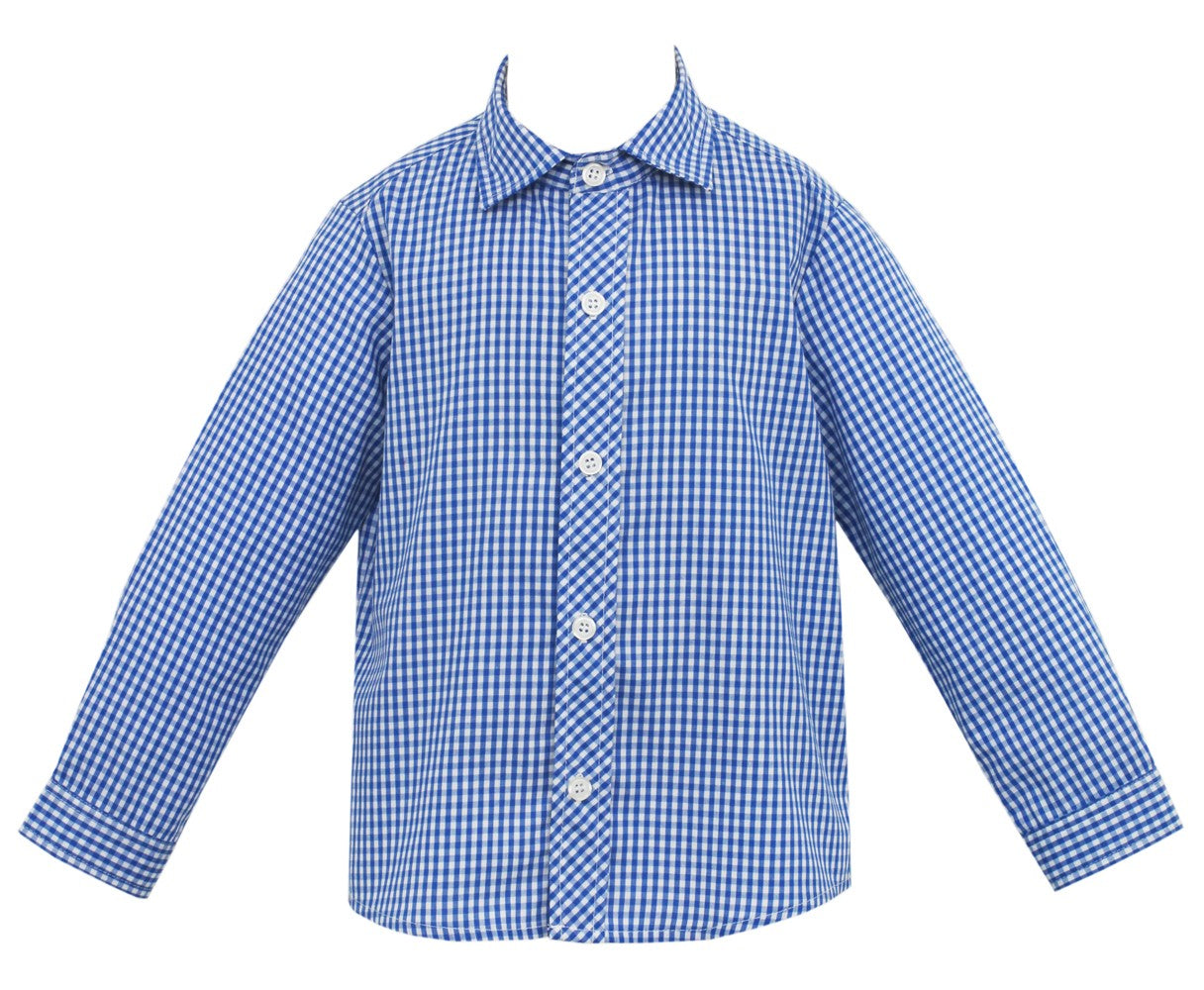 Anavini Boys Royal Blue Gingham Dress Shirt