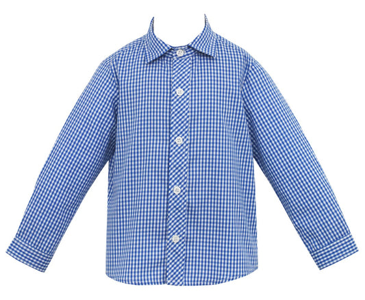 Anavini Boys Royal Blue Gingham Dress Shirt
