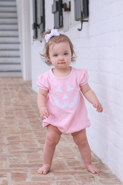 Trotter Street Kids Baby Girls Bubble - Pink Halloween Jack O'Lantern