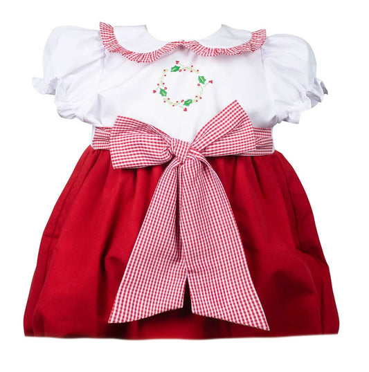 Proper Peony Girls Red Holiday Dress with Gingham Sash