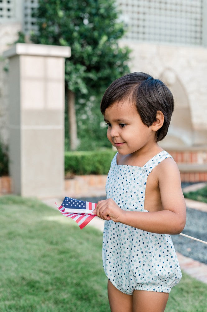 Proper Peony Pima Baby Boys Bubble - Patriotic Sparkle Stars