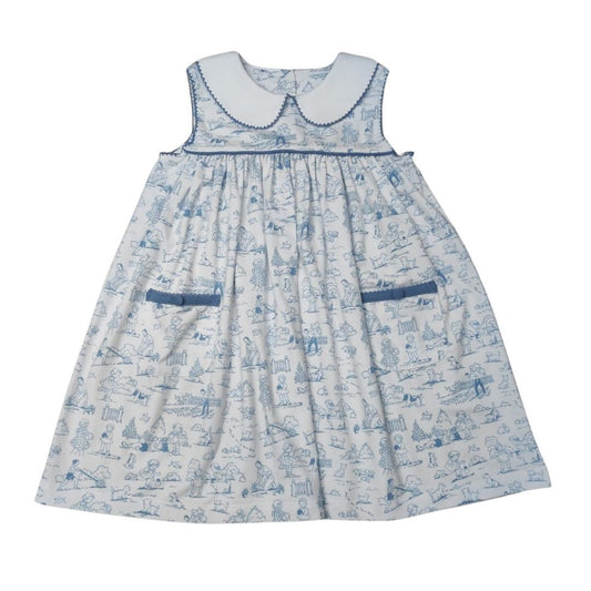 Whimsy Bay Kids Girls Blue Playful Tolie Pocket Dress