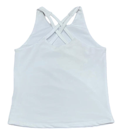Be Elizabeth by James & Lottie Girls Athleisure Cross Back Top - White