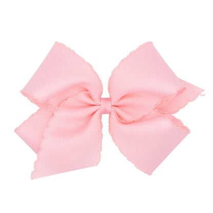 Wee Ones Girls Hair Bow - Monotone Moonstitch - Light Pink