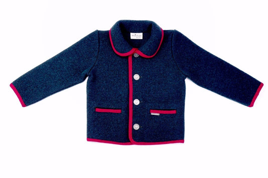 Marae Boys / Girls Luxury Classic Jacket Coat - Navy Blue with Red Trim & Coin Buttons by Marae