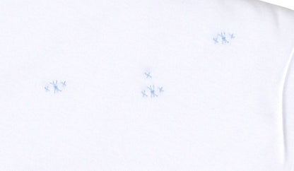 The Proper Peony Layette Pima Cotton Receiving Blanket - White with Blue Embroidery