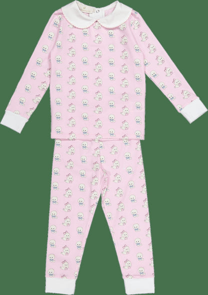 Sal & Pimenta Girls Halloween Pajamas - Pink Glows in the Dark Ghosts