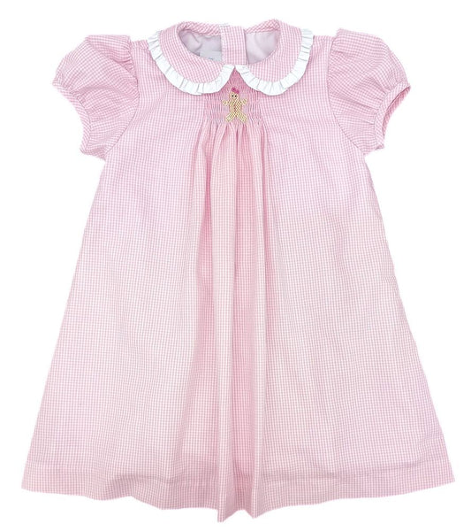 James & Lottie Sage Pink Gingham Gingerbread Smocked Dress by James & Lottie