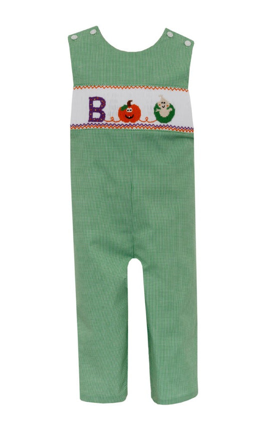 Anavini Velani Boys Green Gingham Longall - Smocked Halloween BOO