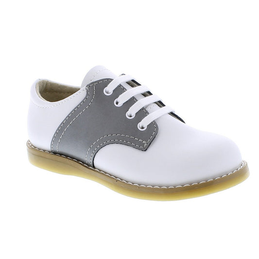 Footmates Boys Shoes - Cheer Saddle Oxford - White / Gray