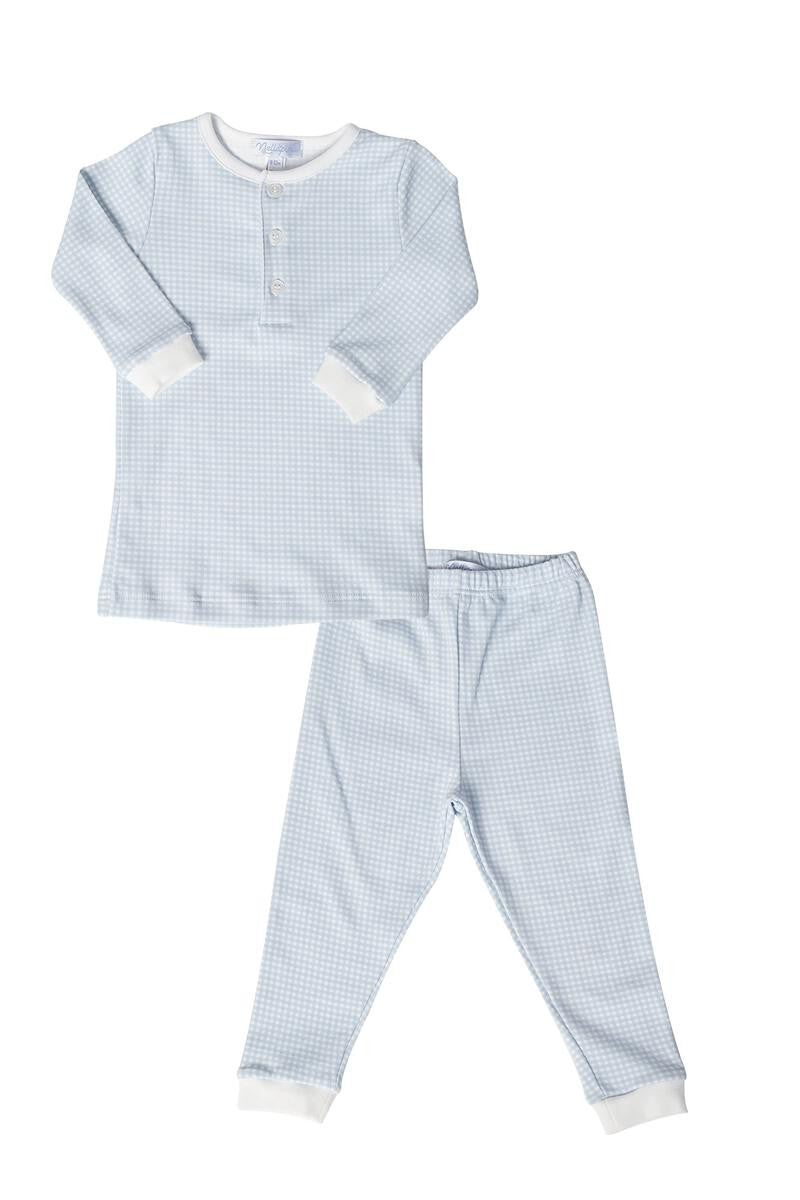 Nellapima Pima Cotton Pajamas - Gingham - Blue