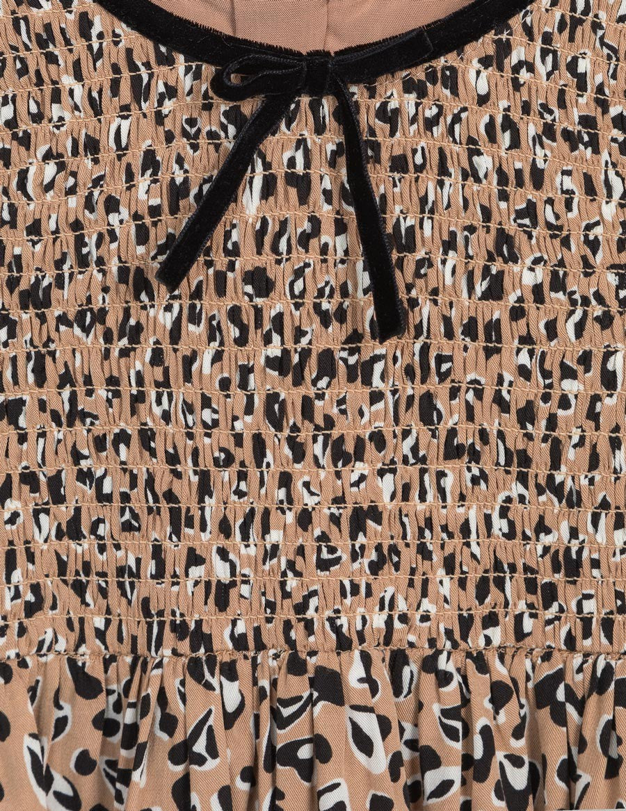 Abel & Lula Girls Leopard Print Smocked Dress