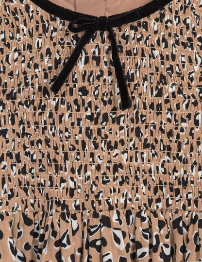 Abel & Lula Girls Leopard Print Smocked Dress
