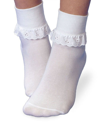 Jefferies Socks Girls White Eyelet Lace Socks