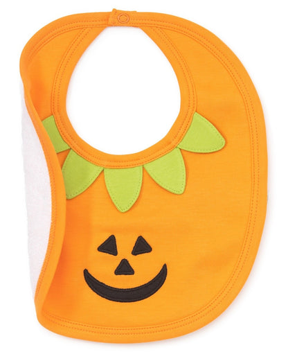Kissy Kissy Baby Bib - Orange Halloween Pumpkin Jack O'Lantern