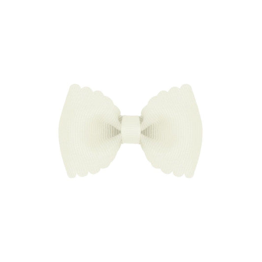 Wee Ones Girls Scallop Edge Bow - Tiny Bow Tie - Antique White
