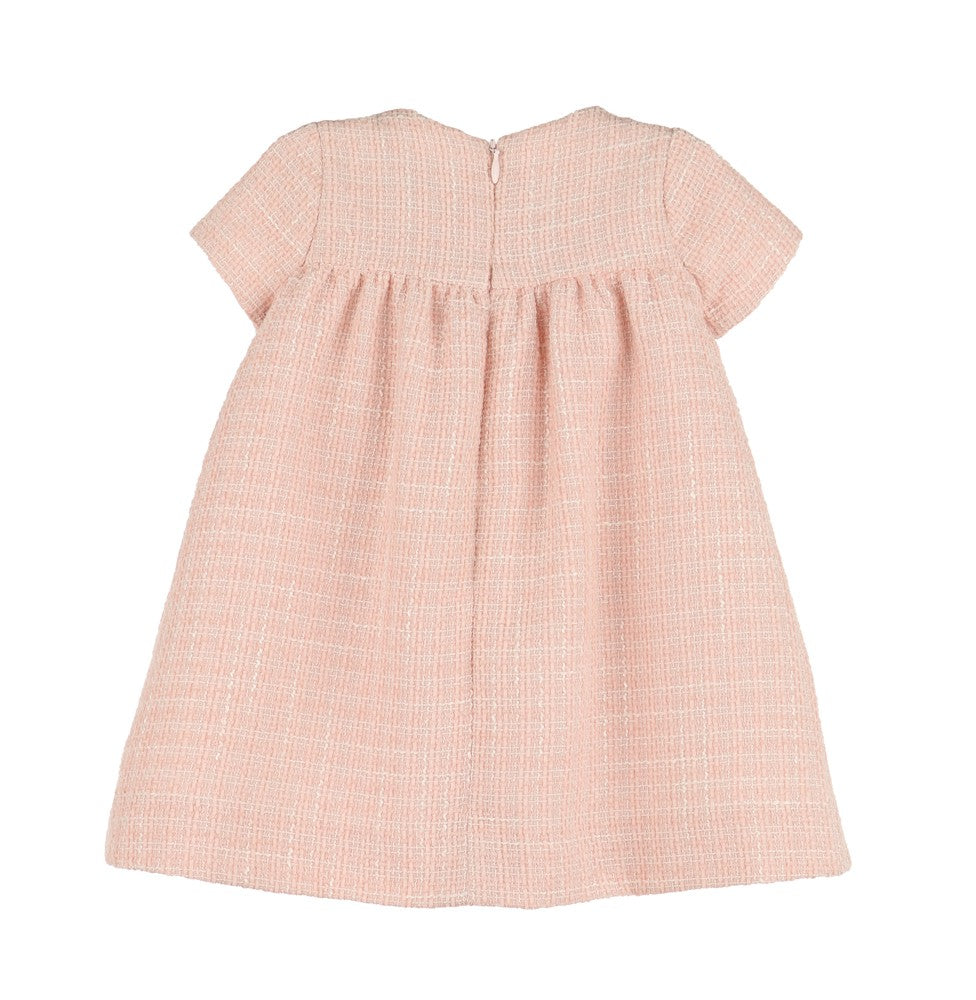 Luli & Me Girls Embroidery Tweed Float Dress - Pink