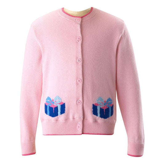 Rachel Riley London Girls Pink Intarsia Cardigan Sweater - Gifts