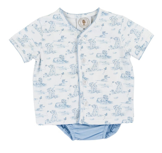Cypress Row Baby Boys Blue Diaper Set - Snips & Snails Puppy Dog Tails