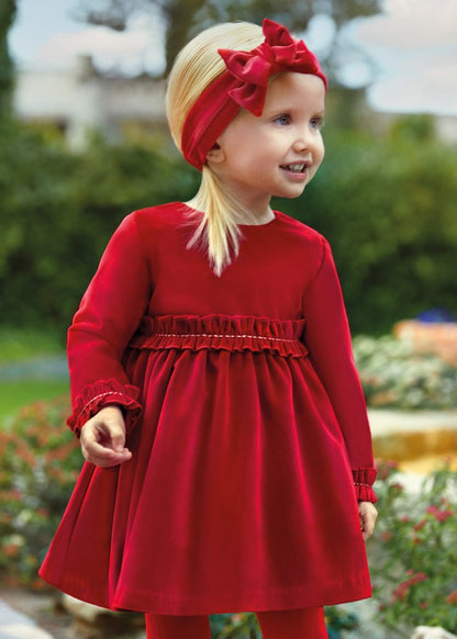 Abel & Lula Baby / Toddler Girls Red Velvet Holiday Party Dress