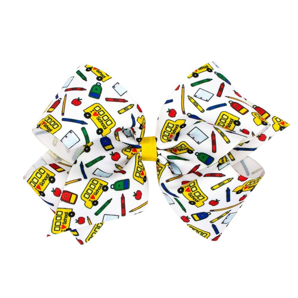 Wee Ones Girls Hair Bow - Back to School - Bus