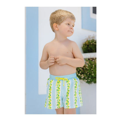 Sal & Pimenta Boys Swim Trunks - Blue & Yellow Lemon Tree
