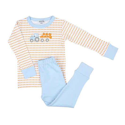 Magnolia Baby Little Boys Happy Harvest Blue & Orange Pumpkin Truck Pajamas