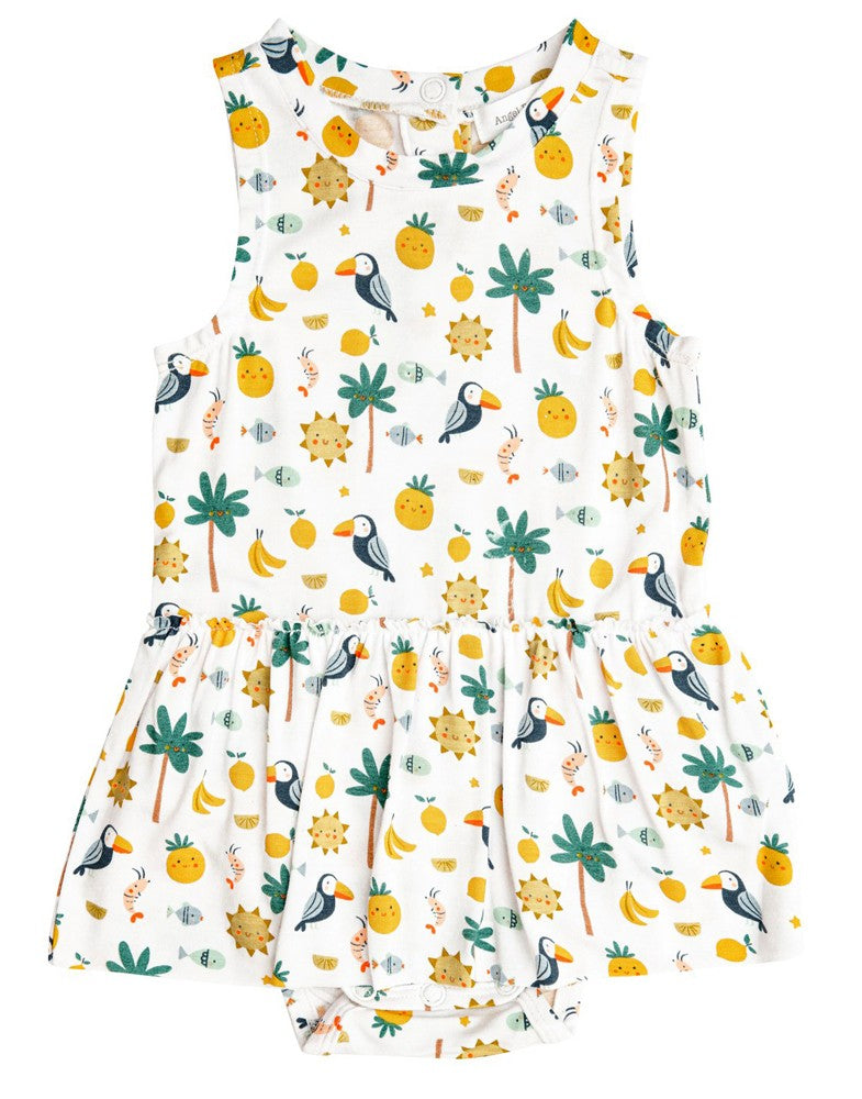 Angel Dear Baby Girls Skirted Bodysuit Romper - Petite Tropicale