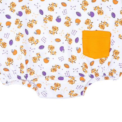 Magnolia Baby Clemson Tigers Orange Printed Sleeveless Boy Bubble