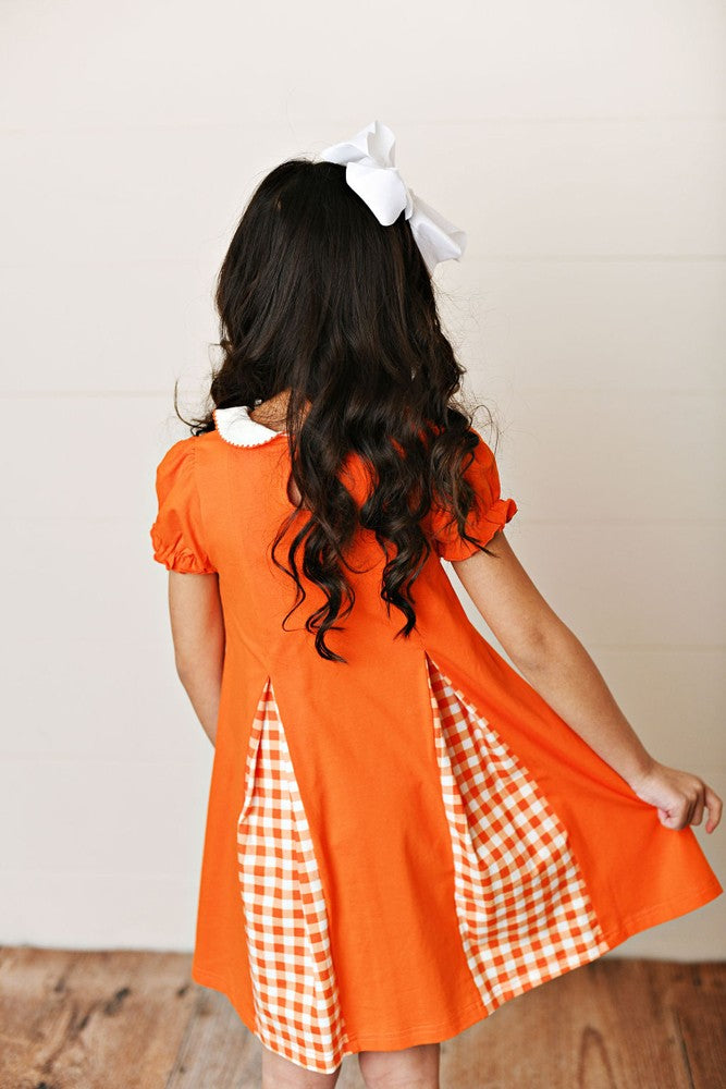 Swoon Baby Gingham Pleat Gameday Cheer Dress - Orange 2T Swoon Baby Gingham Pleat Gameday Cheer Dress - Orange 2T