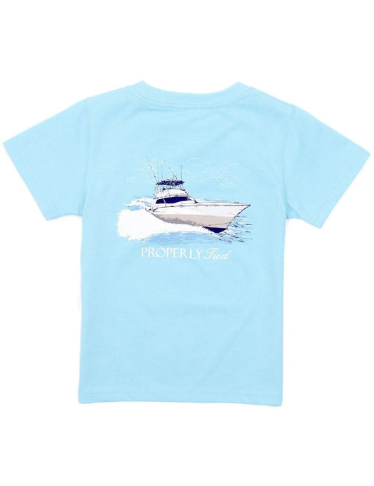 Properly Tied T-Shirt - Logo Pocket on Front - Graphic on Back - Deep Sea on Aqua