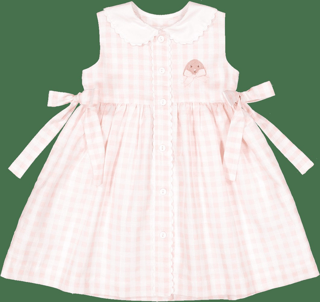 Sal & Pimenta Girls Dress - Pink Gingham Easter Bunny with Side Bows Best Dressed Child Sal & Pimenta Girls Dress - Pink Gingham Easter Bunny with Side Bows Best Dressed Child