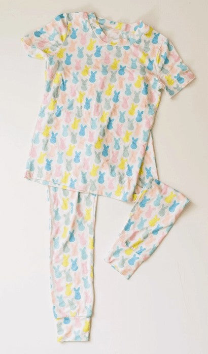 Ollie Jay Girls Bamboo Pajamas PJ Set - Marshmallow Bunny Peeps