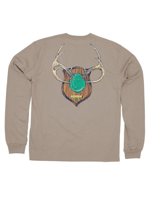 Properly Tied Tee Shirt - Logo Pocket on Front - Back Graphic - Tan Sand Antler Mount