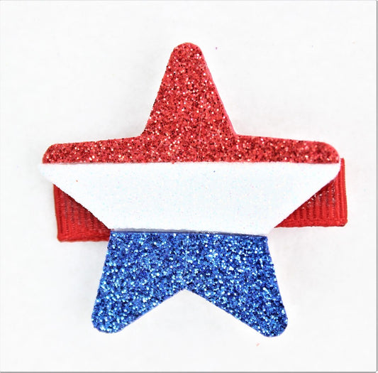 Beyond Creations Girls Pinch Clip Add-On to Bow - Glitter Star - Patriotic