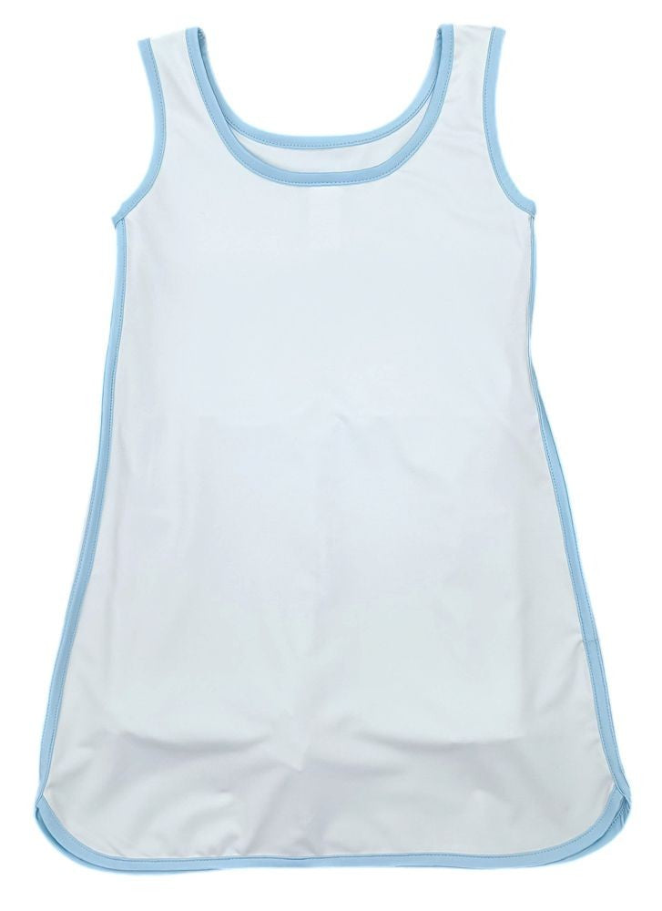 James & Lottie Girls Serve It Up Tennis Dress - White with Blue Trim