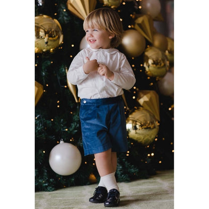 Sal & Pimenta Boys Dressy Shorts - Midnight Blue Velvet