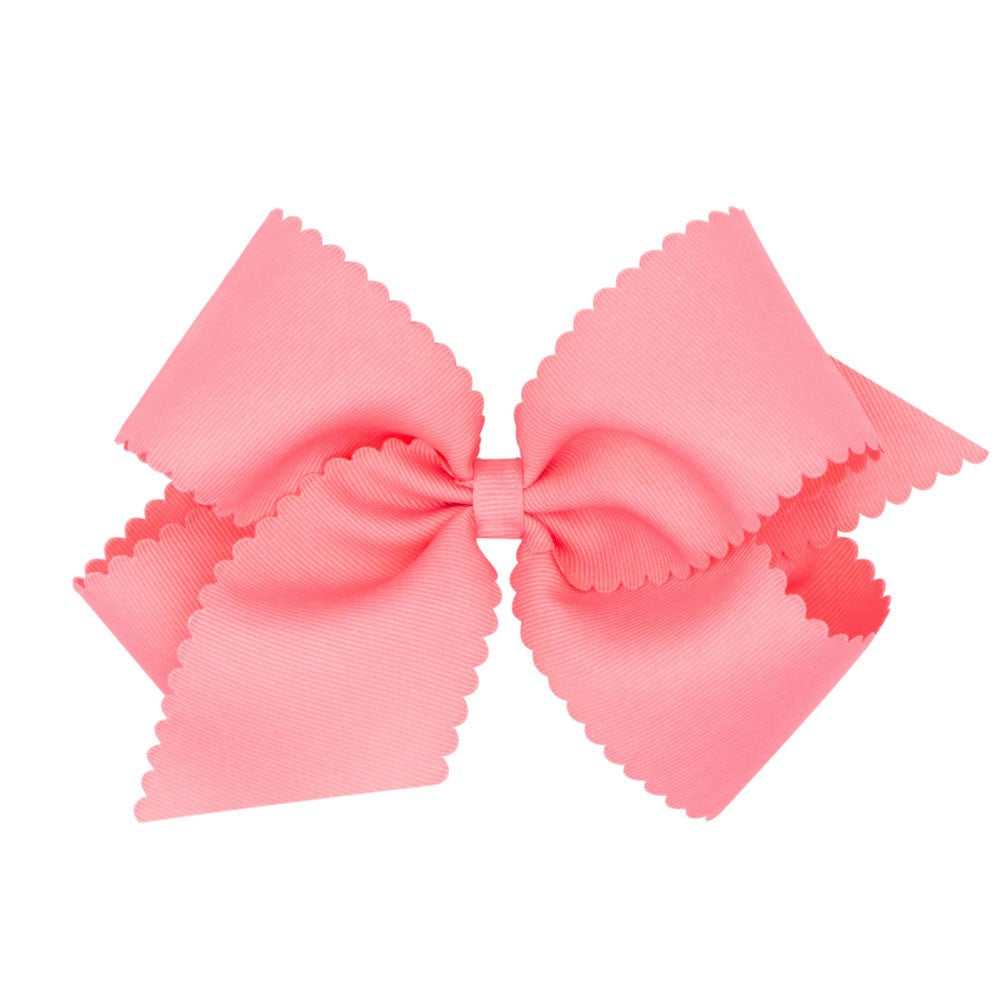 Wee Ones Girls Grosgrain Hair Bow on Clip - Scallop Edge - Coral by Wee Ones