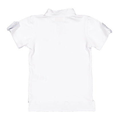 Sal & Pimenta Boys White Polo Shirt - Nautical Print Trim