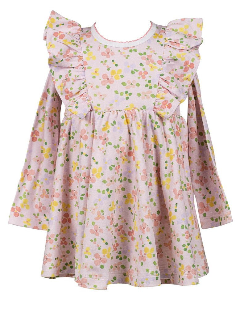 Proper Peony Pima Girls Pink Betty Floral Twirl Dress
