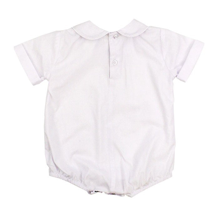 The Bailey Boys White Piped Shirt Onesie - Short Sleeves - Boys