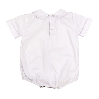 The Bailey Boys White Piped Shirt Onesie - Short Sleeves - Boys