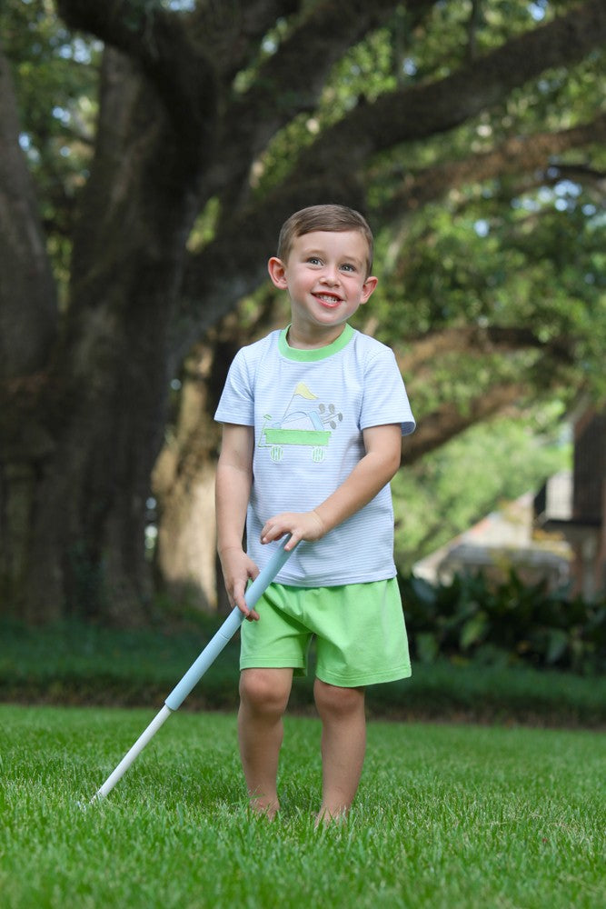 Trotter Street Kids Boys Blue & Green Golf Shorts Set