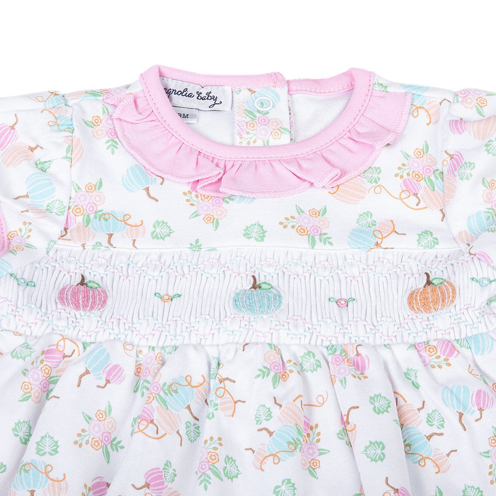 Magnolia Baby Girls Pumpkin Blush Melon Pastels Smocked Dress