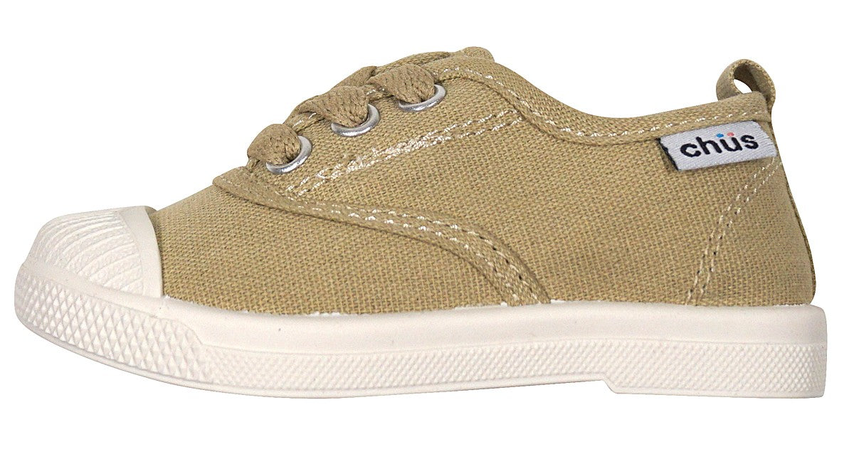 Chus Shoes - Girls / Boys Canvas Dylan Lace Up Shoe - Tan Khaki