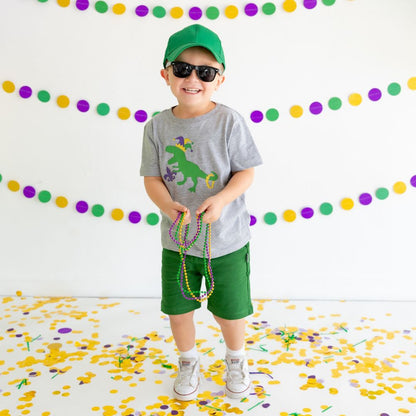 Sweet Wink Boys Mardi Gras Dinosaur Dino Shirt - Gray